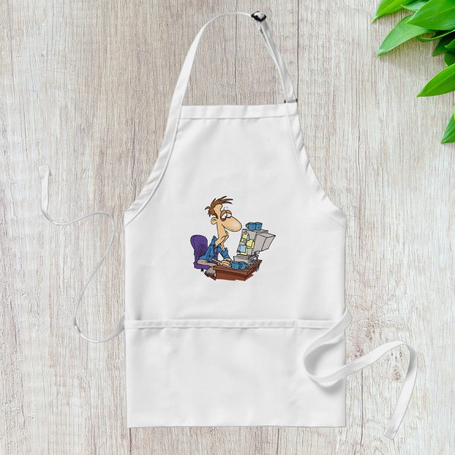 Overworked Office Worker Funny Tired Employee Adult Apron (Creator Uploaded)