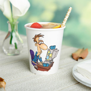 Overworked Office Worker Funny Tired Employee Paper Cups