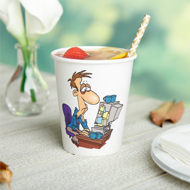 Overworked Office Worker Funny Tired Employee Paper Cups (Creator Uploaded)