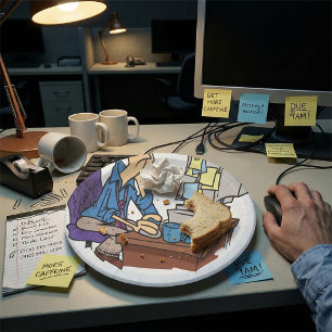 Overworked Office Worker Funny Tired Employee Paper Plates