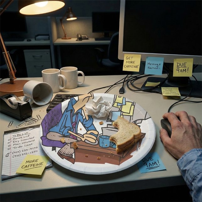 Overworked Office Worker Funny Tired Employee Paper Plates (Creator Uploaded)