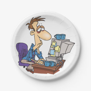 Overworked Office Worker Funny Tired Employee Paper Plates