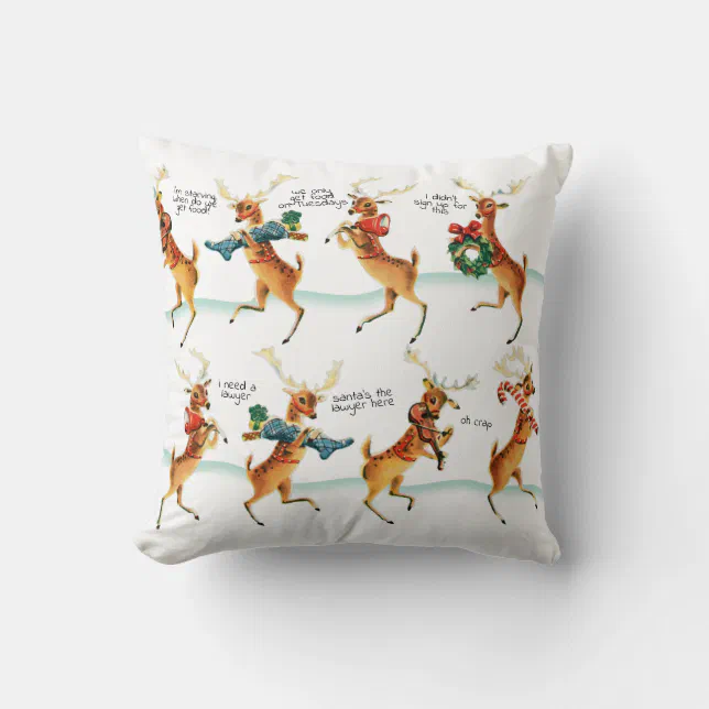 Overworked Starving Reindeer Anti Christmas Throw Pillow | Zazzle