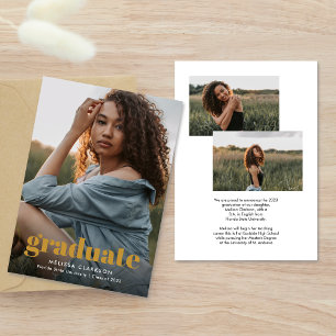 Overylay Bold Typography Three Photos Graduation Announcement