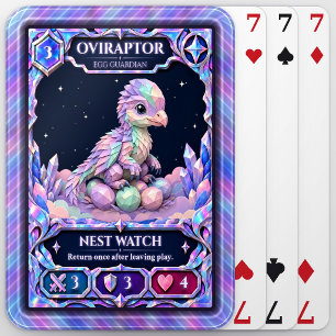 Oviraptor Dinosaur, Rainbow Foil Art Poker Cards
