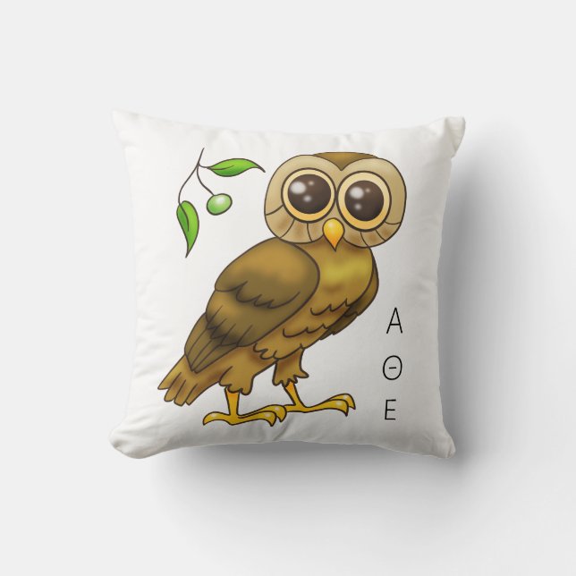 Ow of Athena Throw Pillow (Front)