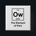 Ow, The Element of Pain Button<br><div class="desc">Ow! The Element of Pain? Are you a science geek, nerd, or whatever you would like to call yourself? You have to appreciate this shirt. This play off of the periodic table of elements is a kick in any science related class especially chemistry. It also works for any occasion. HILARIOUS!...</div>