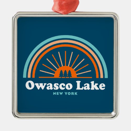 Owasco Lake New York Rainbow Metal Ornament