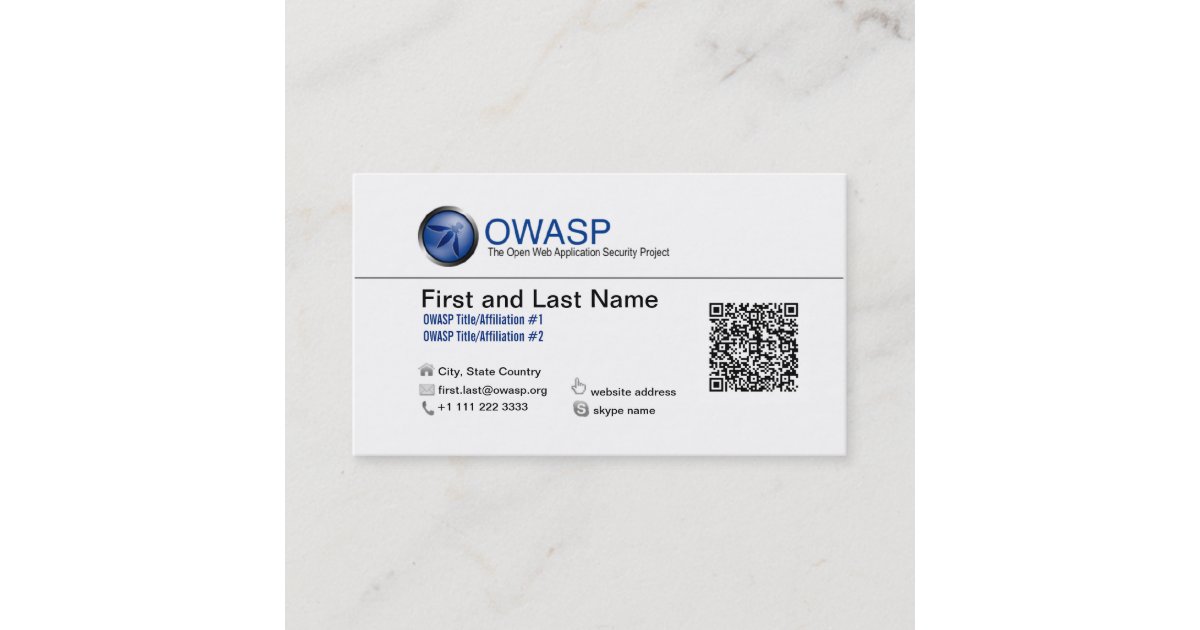 OWASP Business Card Design 1 With QRC No