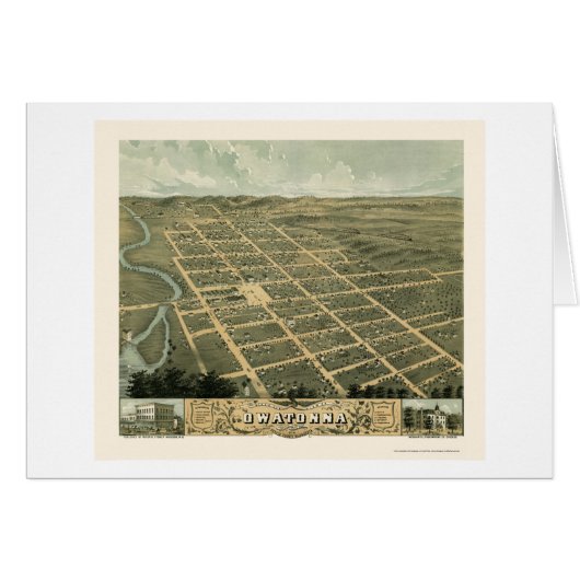 Owatonna, MN Panoramic Map - 1870 Cards (Front Horizontal)