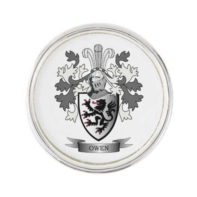 Owen Family Crest Coat of Arms Pin (Front)