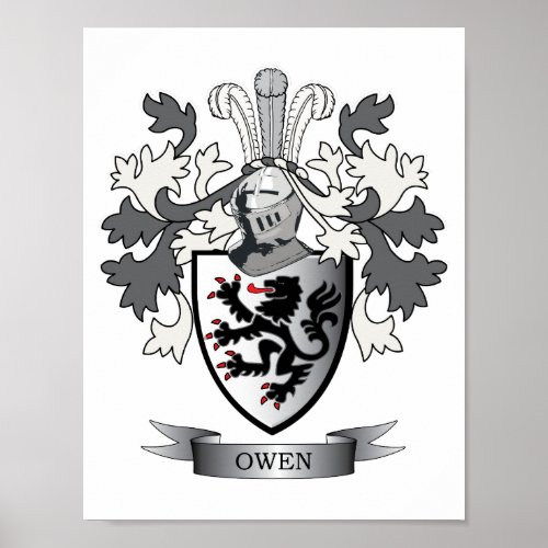 Owen Family Crest Coat of Arms Poster