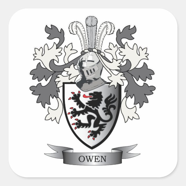 Owen Family Crest Coat of Arms Square Sticker (Front)
