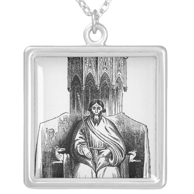 Owen Glendower  from his seal Silver Plated Necklace (Front)