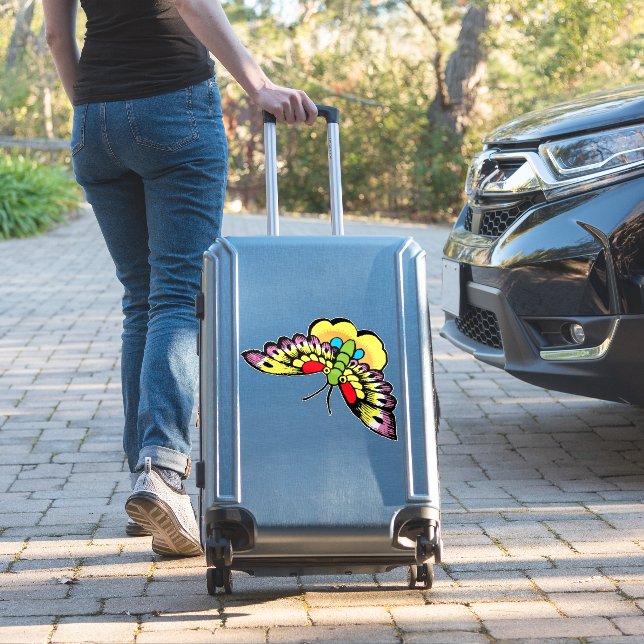 Owen Jones Antique Oriental Butterflies Sticker (Suitcase Insitu)