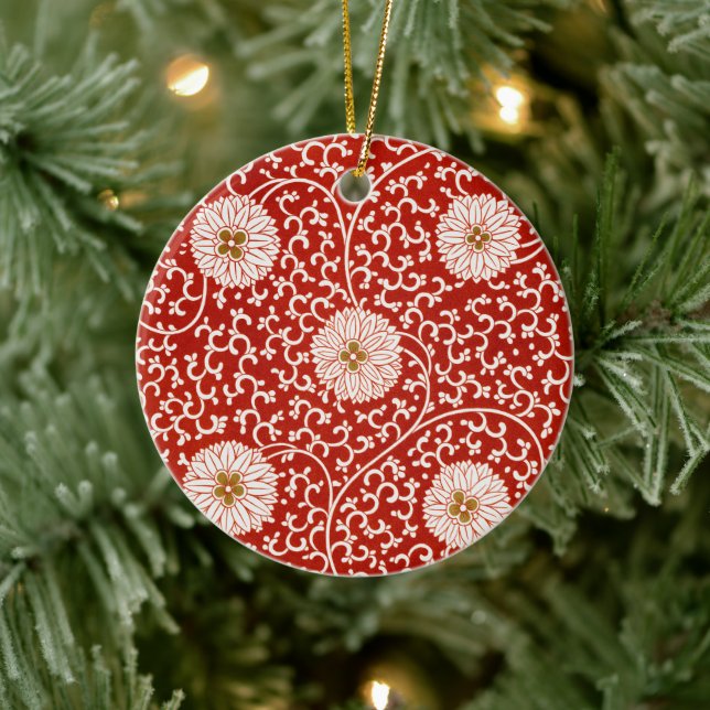 Owen Jones Chinese Ornament Red White Floral (Tree)