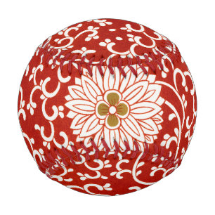 Owen Jones Chinese Ornament Red White Floral Baseball