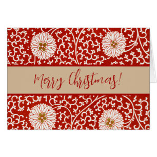 Owen Jones Chinese Ornament Red White Floral Cards
