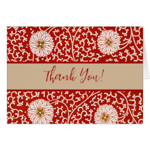 Owen Jones Chinese Ornament Red White Floral Cards