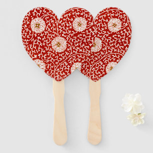 Owen Jones Chinese Ornament Red White Floral Hand Fan
