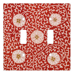 Owen Jones Chinese Ornament Red White Floral Light Switch Cover
