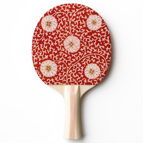 Owen Jones Chinese Ornament Red White Floral Ping Pong Paddle