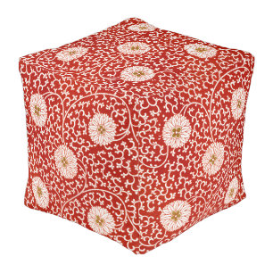 Owen Jones Chinese Ornament Red White Floral Pouf