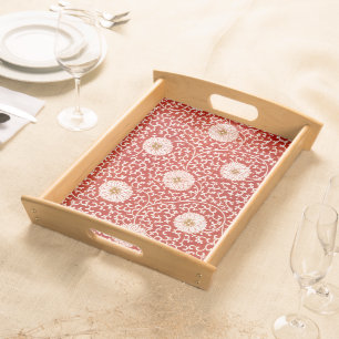 Owen Jones Chinese Ornament Red White Floral Serving Tray
