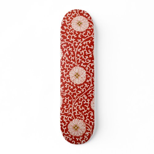 Owen Jones Chinese Ornament Red White Floral Skateboard