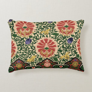 Owen Jones Chinoiserie Red Lotus Floral Art Design Accent Pillow