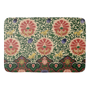 Owen Jones Chinoiserie Red Lotus Floral Art Design Bath Mat