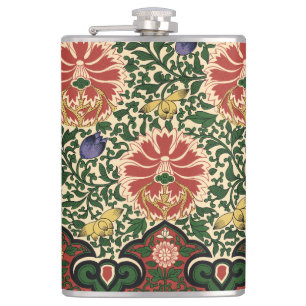 Owen Jones Chinoiserie Red Lotus Floral Art Design Flask