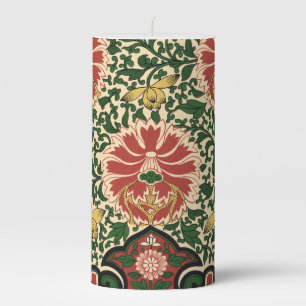 Owen Jones Chinoiserie Red Lotus Floral Art Design Pillar Candle