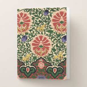 Owen Jones Chinoiserie Red Lotus Floral Art Design Pocket Folder