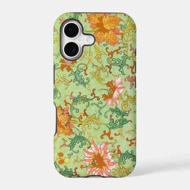 Owen Jones Floral Pattern Green Background Iphone Case (Back)