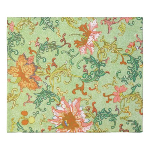 Owen Jones Floral Pattern Green Background King Duvet Cover