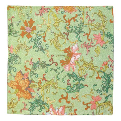 Owen Jones Floral Pattern Green Background Queen Duvet Cover