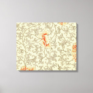 Owen Jones Vintage Pattern: Coral Floral Gray Canvas Print
