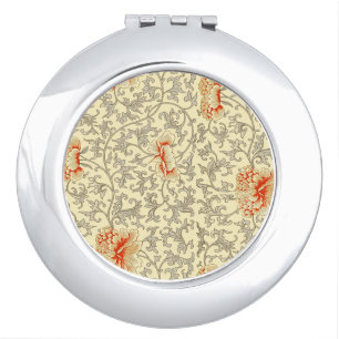 Owen Jones Vintage Pattern: Coral Floral Gray Compact Mirror
