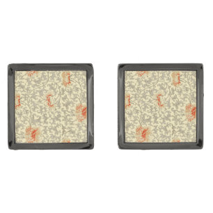 Owen Jones Vintage Pattern: Coral Floral Gray Cufflinks
