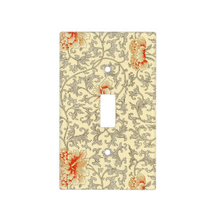 Owen Jones Vintage Pattern: Coral Floral Gray Light Switch Cover