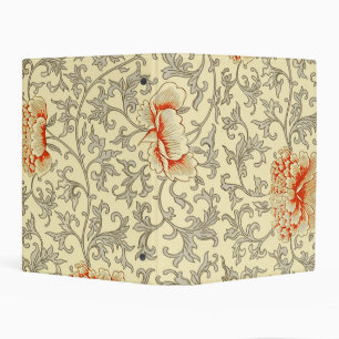 Owen Jones Vintage Pattern: Coral Floral Gray Mini Binder