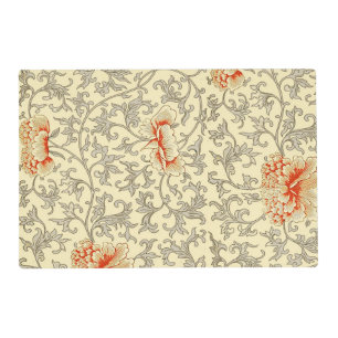Owen Jones Vintage Pattern: Coral Floral Gray Placemat