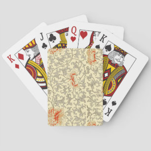 Owen Jones Vintage Pattern: Coral Floral Gray Poker Cards