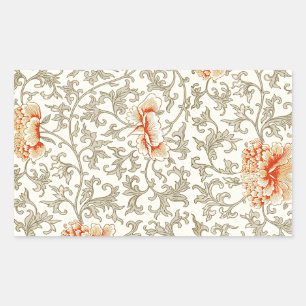 Owen Jones Vintage Pattern: Coral Floral Gray Rectangular Sticker