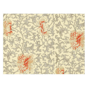 Owen Jones Vintage Pattern: Coral Floral Gray Tablecloth