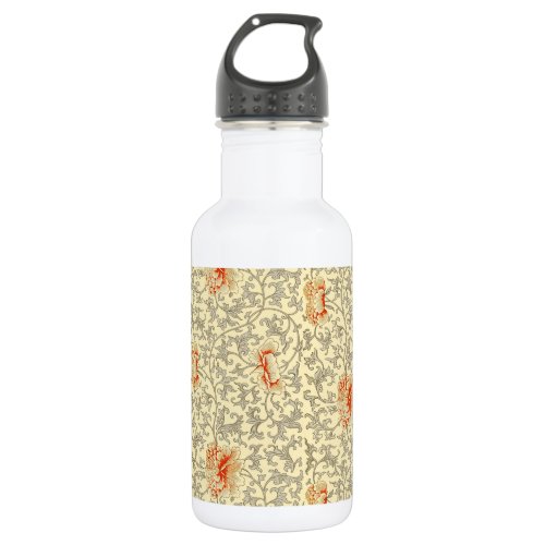 Owen Jones Vintage Pattern: Coral Floral Gray Water Bottle