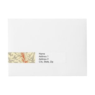 Owen Jones Vintage Pattern: Coral Floral Gray Wrap Around Address Label