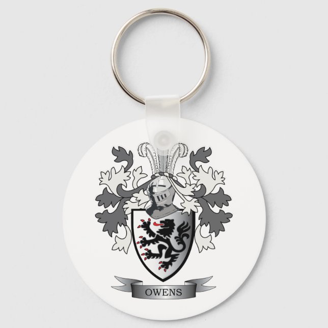 Owens Family Crest Coat of Arms Keychain (Front)
