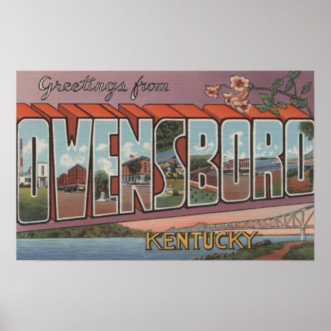 Owensboro, Kentucky - Large Letter Scenes Poster (Front)